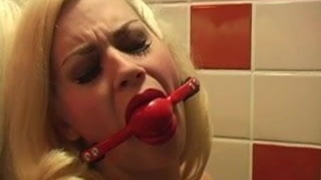 Hot chick gagged and bound for play