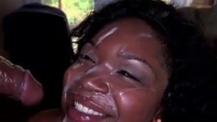 Cute black girl fucked to facial then sucks