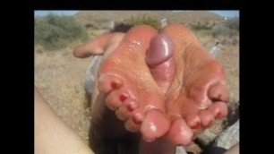 Explosive Oily Footjob In The Desert