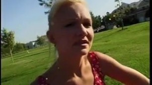 Small tits blonde ends up with a big cock up both ends