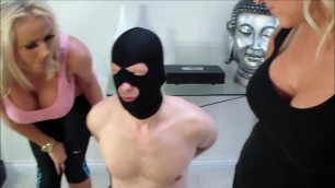 gimp is punished by 2 mistress