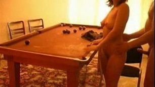 Mature man fucked girl on the pool table