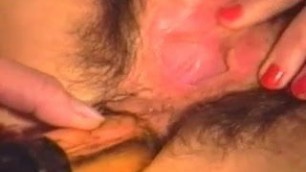 Crazy hairy pussy masturbation and anal