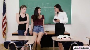 2 Small Tits Babes Get Asslicked By A Teacher On Detention