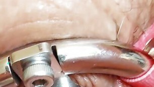 First time cumming in my inverted chastity device 5 inch urethral catheter tube