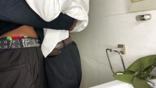 Horny Africans bathroom fucks while on duty