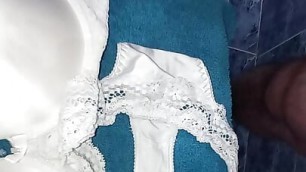 Wife panties and bra cum