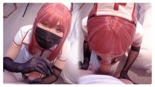 Chainsaw Man, Makima Nurse cosplayer Handjob, Blowjob Japanese Cosplay