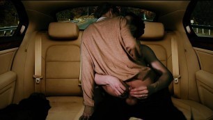 Hunk fucked in anal in the back seat of a car