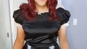 Sissy maid Candy hides her dildo