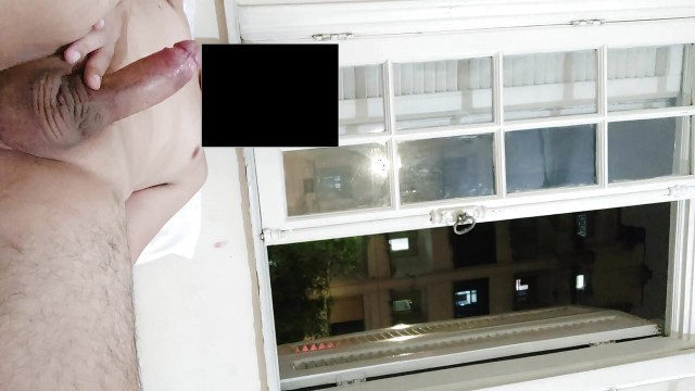 Risky masturbation flashing at open window front neighborhood 2