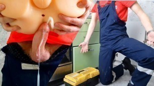 Dominant plumber fucks imaginary client hard for fake call