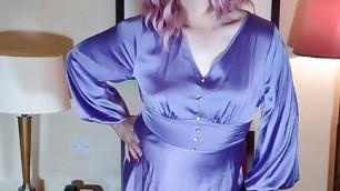 Very sexy crossdresser in gorgeous full length satin gown