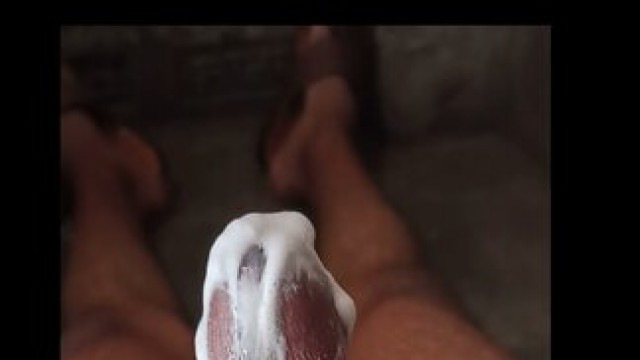 Bathing and masturbating new cock